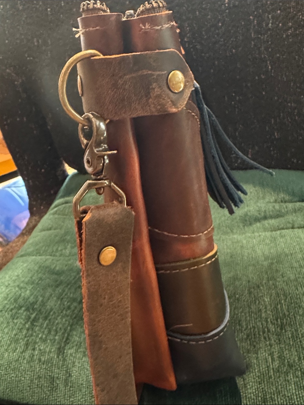 Genuine Leather Unique Mountainview Shoulder Bag by in blue - Picture 5 of 7